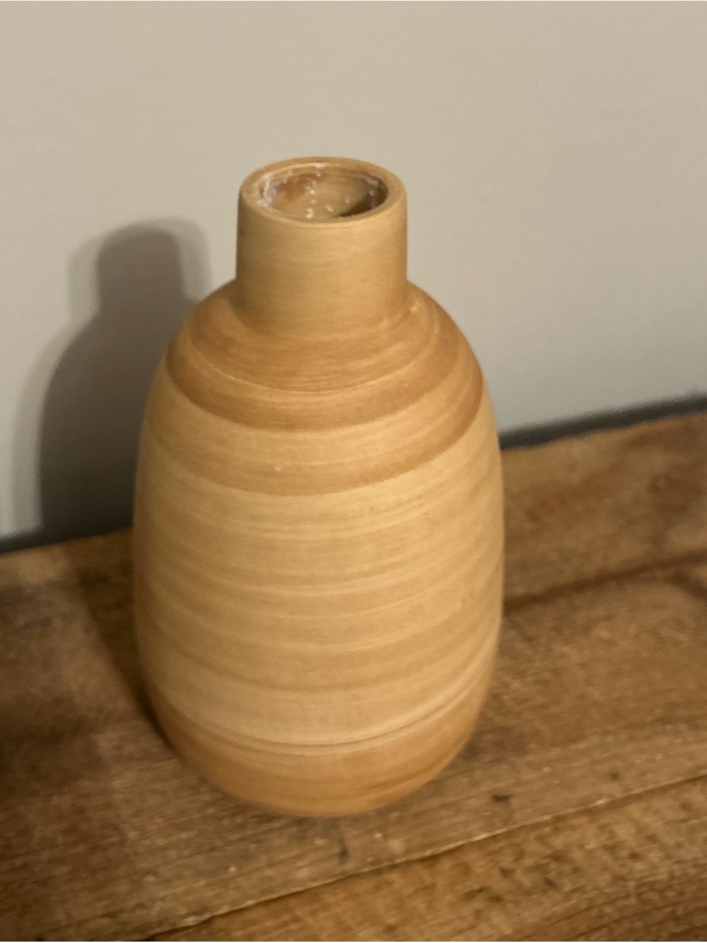 Hand-Turned Tan Vase - Home Accents